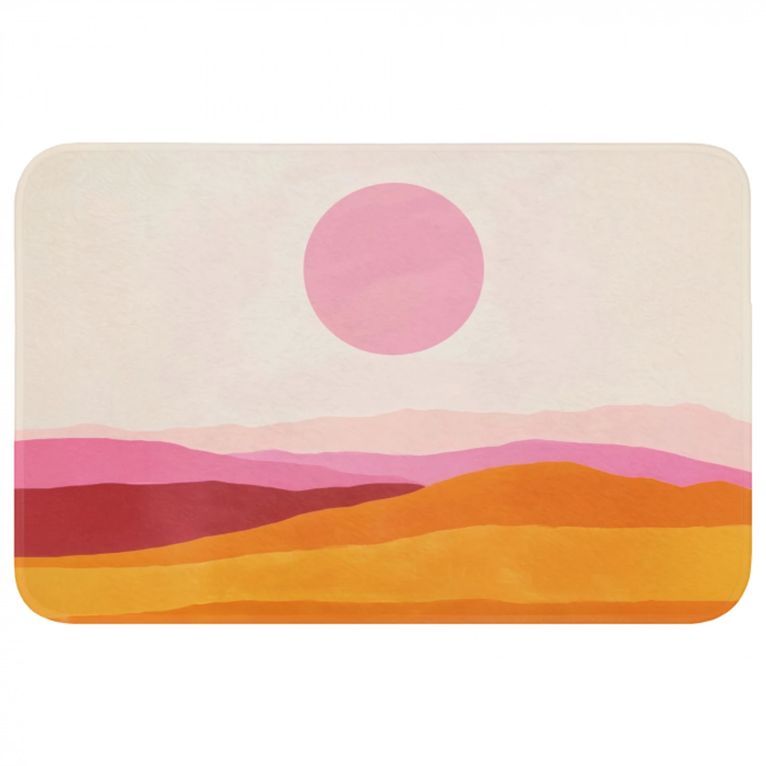 Heuvels - Oranje - Zon - Abstract Badmat klein -3d