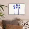 Bloemen - Blauw - Lijnen - Bloemblaadjes canvas 2cm klein -sfeer1