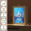 Taj Mahal - Ramadan - Blauw - Islamitische Light Box met kabel (Tafellamp) klein -USP_NL