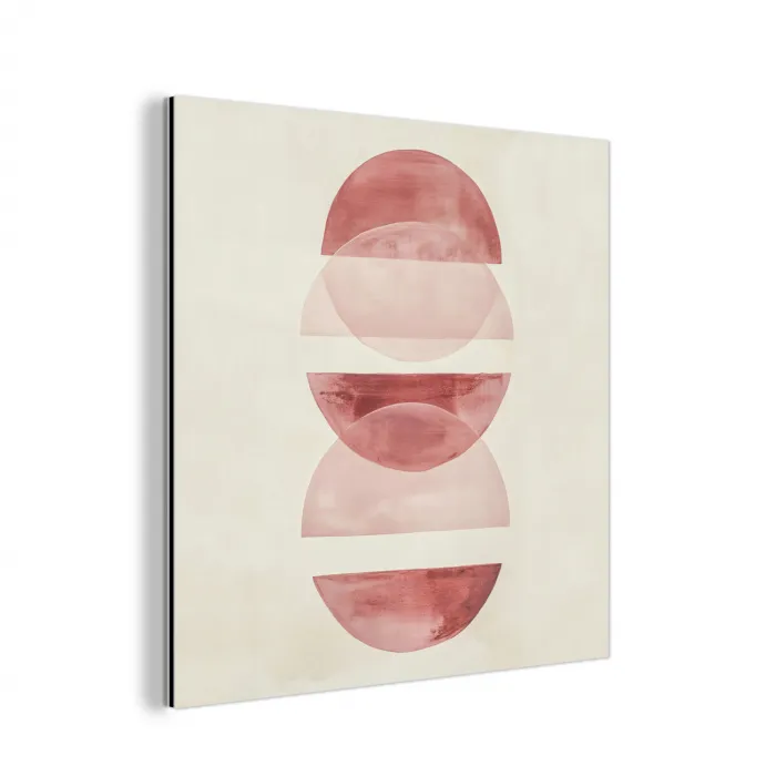 Minimalistisch - Cirkels - Roze aluminium wit klein -3d