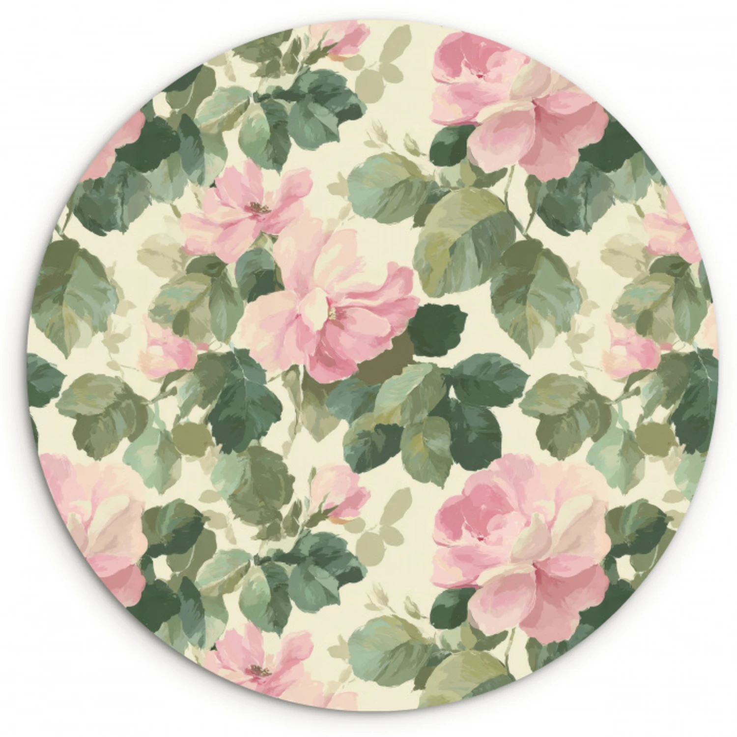 Rozen - Botanisch - Roze Wandcirkel kunststof plaat 5mm dik klein 188 -3d