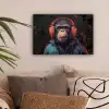 Graffiti - Chimpansee - Koptelefoon - Aap canvas 2cm klein -sfeer1