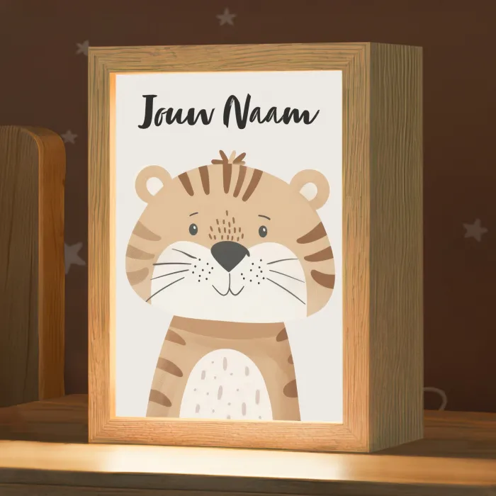 Tijger - Wilde dieren - Pastel Light Box met kabel (Kinderlampje) klein -zzz_3d_website