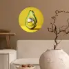 Avocado - Discobal - Geel - Glitter Wandcirkel behangsticker klein -sfeer1