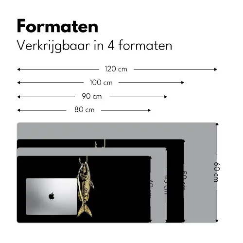 Goud - Vis - Haak - Zwart Muismat XXL klein -sfeer5