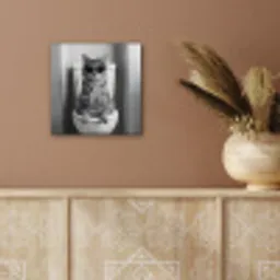 Kat - Telefoon - Toilet - Zwart - Wit aluminium wit klein -sfeer4