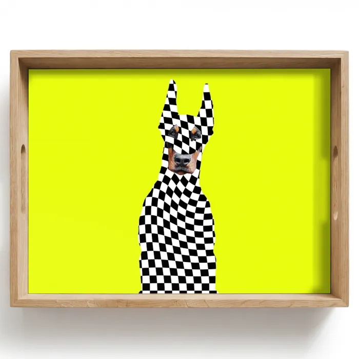 Dobermann - Geblokt - Geel Dienblad Rechthoek middel -z3d_shopping