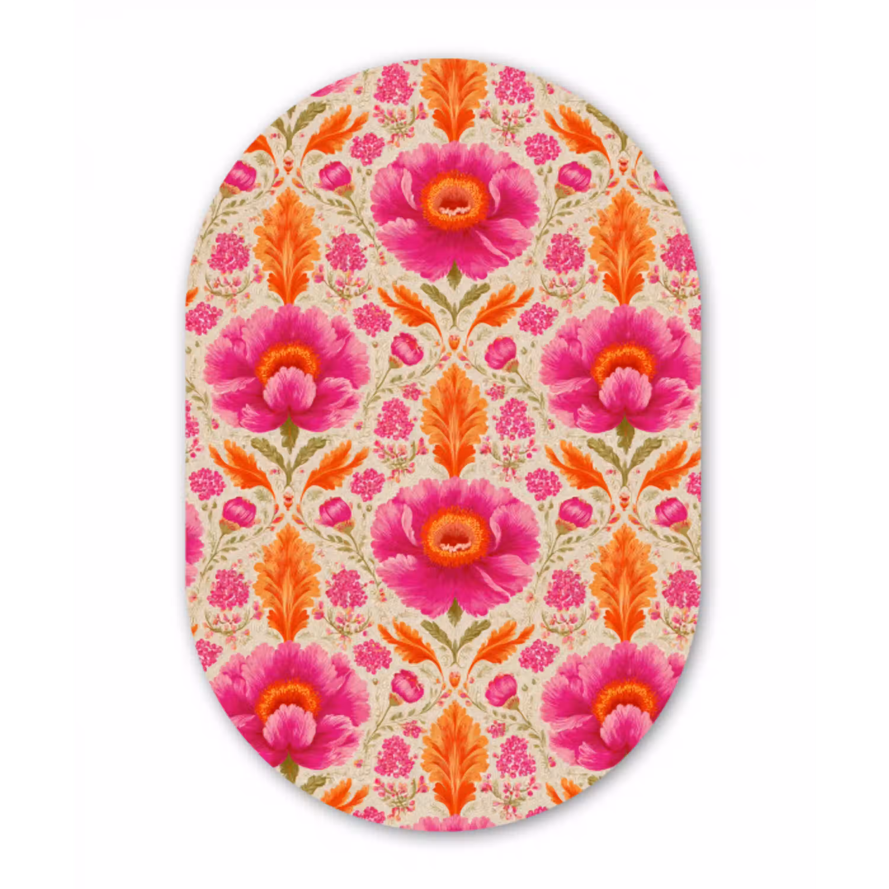Bloemen - Barok - Roze - Oranje Wandcirkel Ovaal Aluminium middel 839 -3d