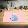 Kat - Illustratie - Minimalistisch - Roze Inductie beschermer vinyl 3mm klein -sfeer5