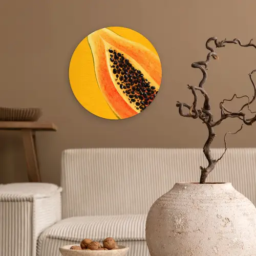 Papaja - Oranje - Topisch Wandcirkel kunststof plaat 5mm dik klein -sfeer1