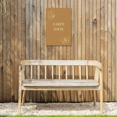 Carpe Diem met Vlinder Tuinposter op houten frame 2 cm dik klein -sfeer4