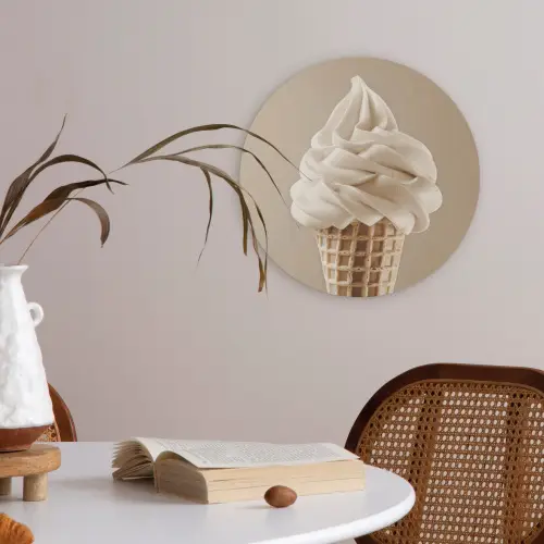 IJs - Softijs - Romig - Hoorntje - Beige Akoestische PET Vilt - Rond klein -sfeer3