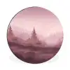 Landschap - Mistig - Roze Wandcirkel aluminium klein -3d