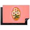 Illustratie - Bloemen - Rand - Roze Inductie beschermer vinyl 3mm klein -3d