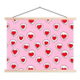 Hartjes - Patroon - Rood textielposter latten blank klein 122 -3d
