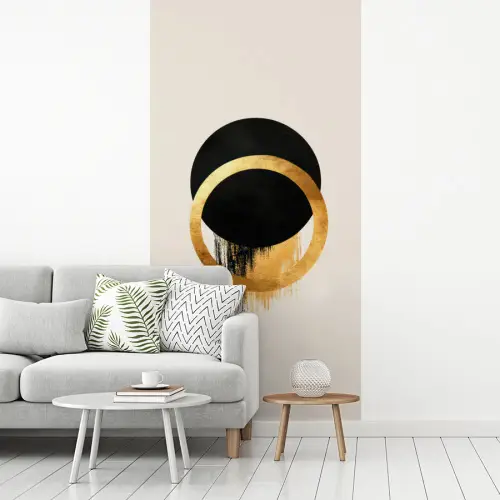 Abstract ontwerp - Zwarte cirkel - Verfvlekken fotobehang vinyl groot -woonkamer
