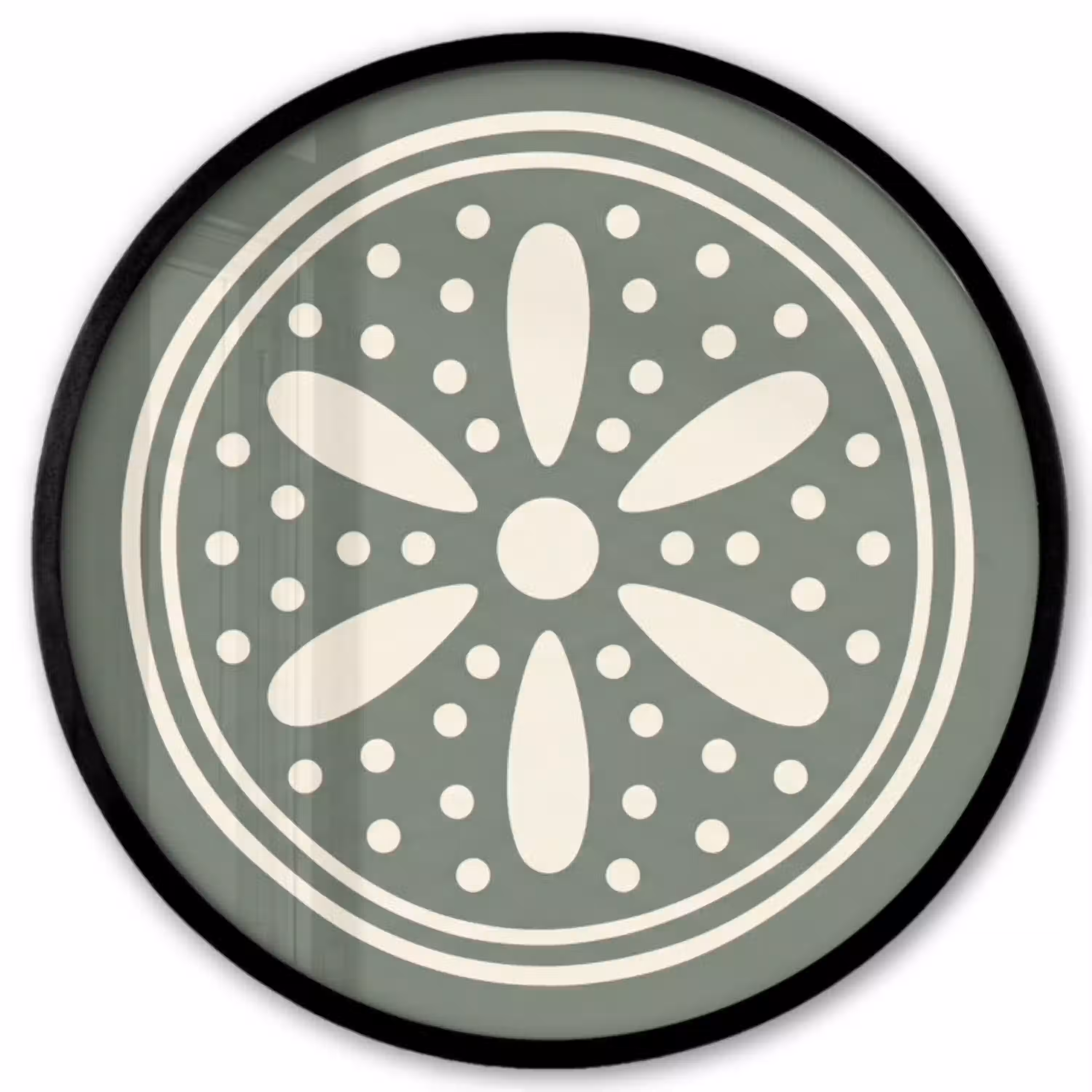 Patroon - Cirkel - Abstract - Groen - Decoratie Fotolijst rond zonder passe partout klein -3d