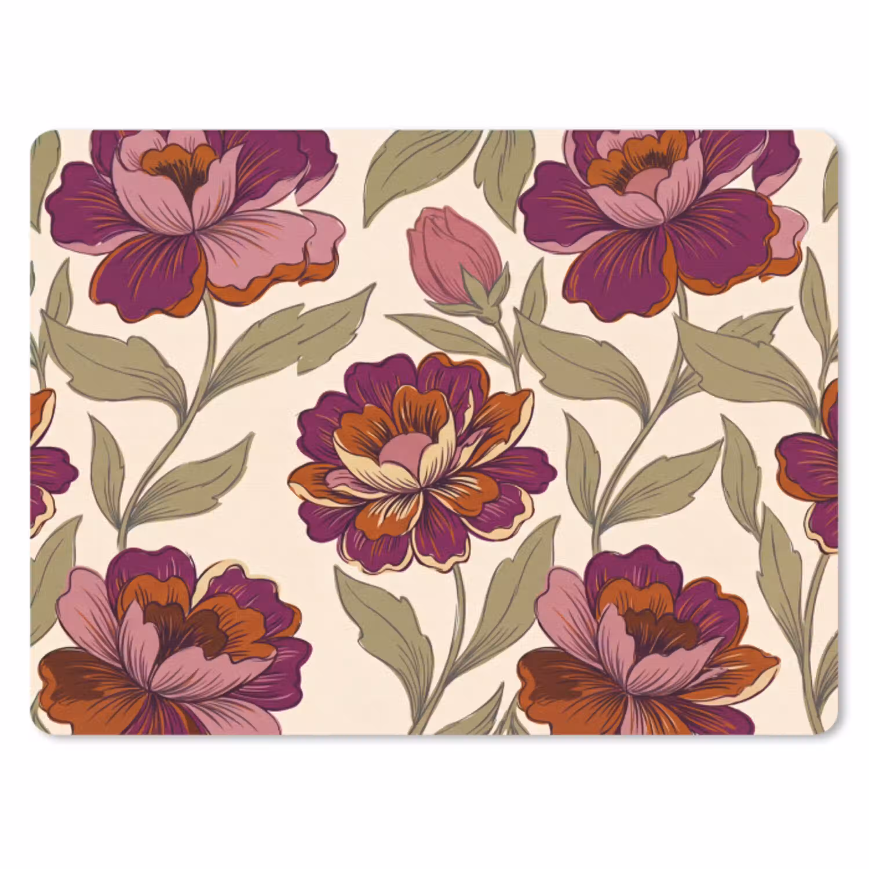 Bloemen - Patroon - Natuur - Modern - Paars muismat rubber klein -3d