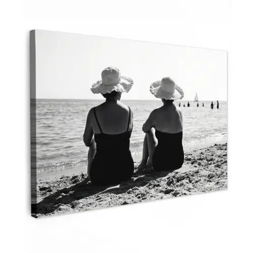 Vrouwen - Zonnehoed - Strand - Zwart - Wit canvas 2cm klein -z3d