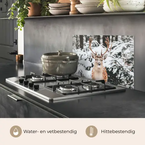Hert - Sneeuw - Winter - Bos - Dieren keuken achterwand spatscherm klein -usp_NL