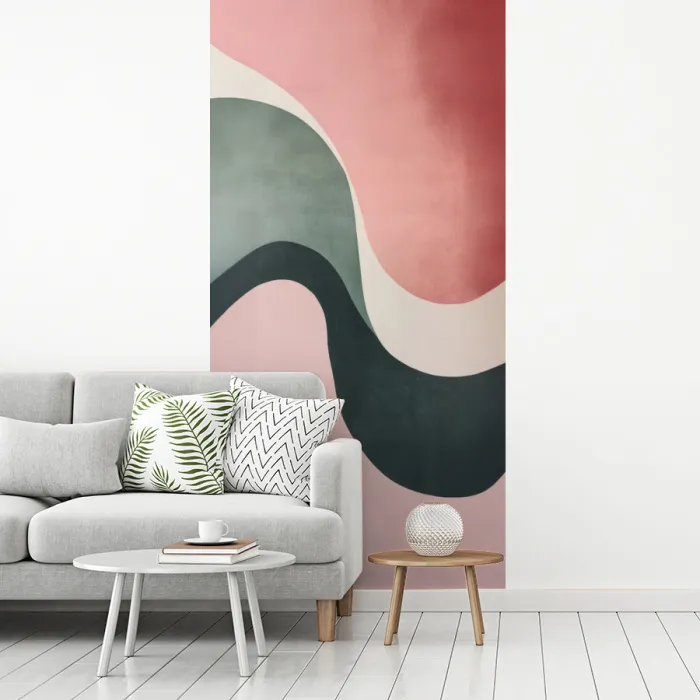 Abstract - Golven - Sierlijk - Roze fotobehang vinyl groot -woonkamer