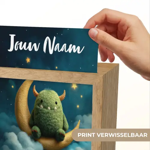 Monster - Groen - Maan - Wolken Light Box met kabel (Kinderlampje) klein -USP_websiteprintNL