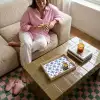 Modern - Patroon - Blauw - Roze Dienblad Rechthoek middel 911 -sfeer3