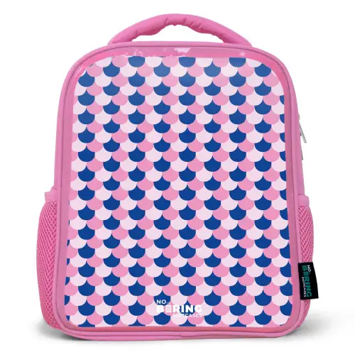 Schubben - Patroon - Blauw - Roze Kinderrugzak - Roze middel -3d
