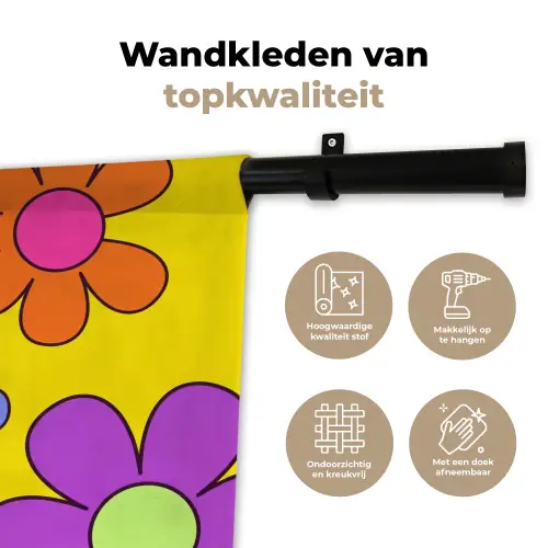 Bloemen - Illustratie - Kleurrijk Wandkleed katoen klein -sfeer2