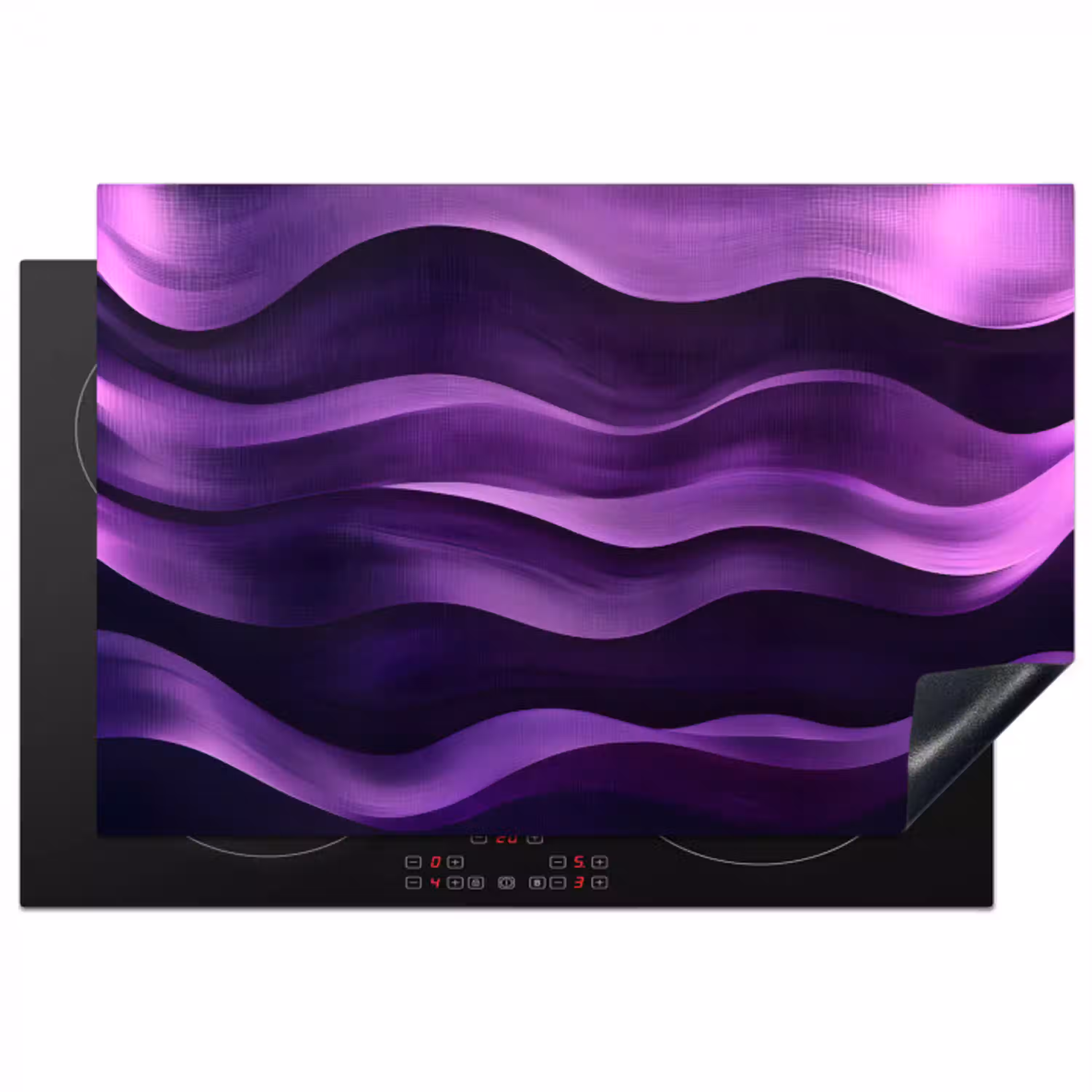 Golven - Abstract - Paars Inductie beschermer vinyl 3mm klein -3d