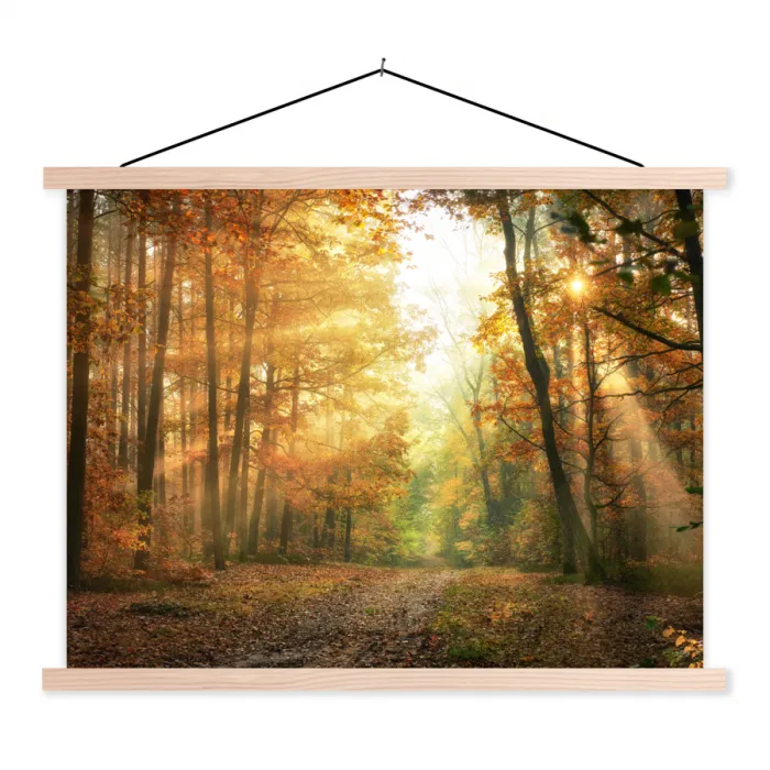 Bos - Herfst - Zon - Landschap - Natuur textielposter latten blank klein -3d