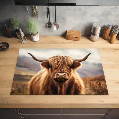 Schotse hooglander - Landschap - Dier Inductie beschermer vinyl 3mm klein -sfeer5