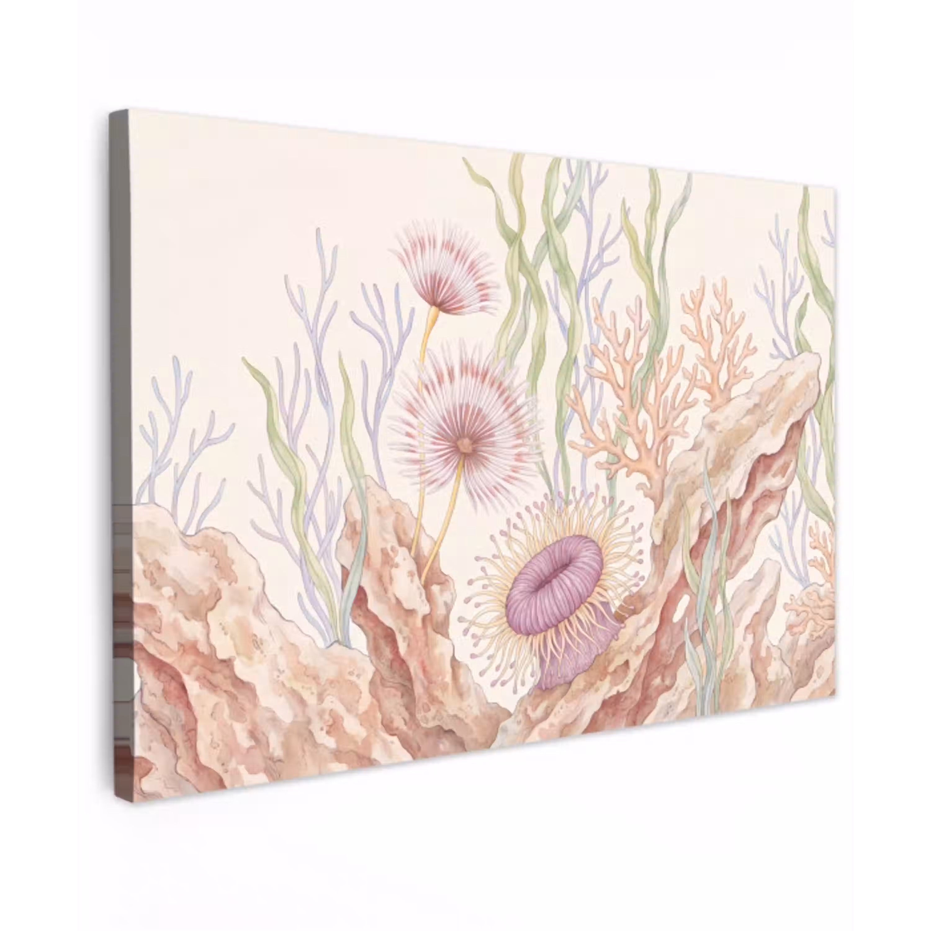 Zeeleven - Koraal - Onderwater - Illustratie - Kleurrijk Tuinposter op houten frame 2 cm dik klein -3d