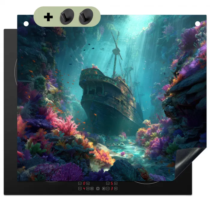 Schip - Hout - Koraalriffen - Zonlicht Inductie beschemer met haakjes middel -3d