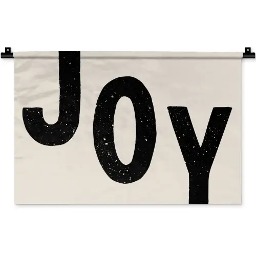 Kerst - Quote - Joy - Zwart - Feestdagen Wandkleed katoen klein -zz3d