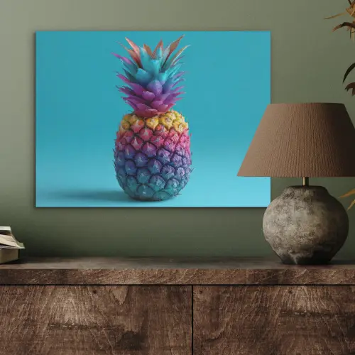 Ananas - Regenboog - Blauw - Popart PET vilt klein -sfeer2