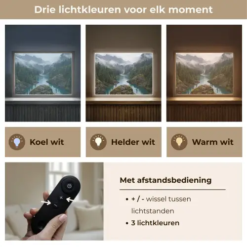 Waterval - Bomen - Bergen Light Box met batterij (Wandlamp) middel -USP_lichtkleurNL