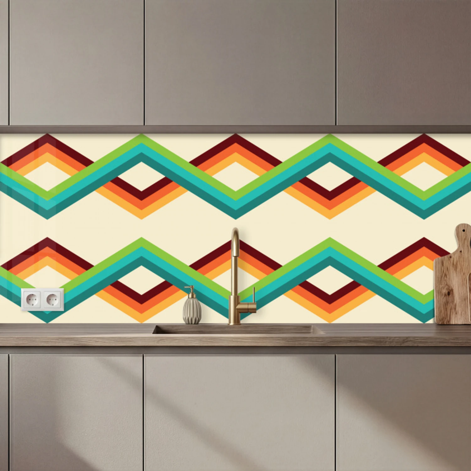 Retro - Strepen - Design - Seventies keuken achterwand 2 middel 871 zz_3dshopping
