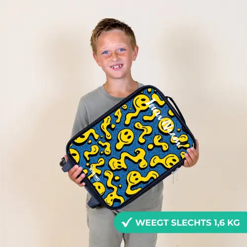 Smiley - Geel - Blauw Kinderkoffer - Zwart klein -sfeer4_NL