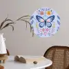 Vlinder - Lichtblauw - Sierlijk - Bloemen Wandcirkel behangsticker klein -sfeer3