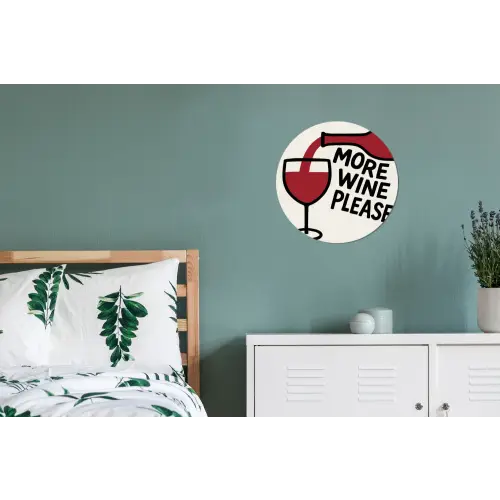 Wijnfles - Quote - Rood - Glas Wandcirkel aluminium klein -slaapkamer