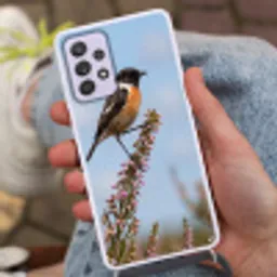 Roodborsttapuit - Heide - Paars - Natuur - Sfeervol Hoesje Samsung Galaxy A52 5G met koord klein -sfeer3