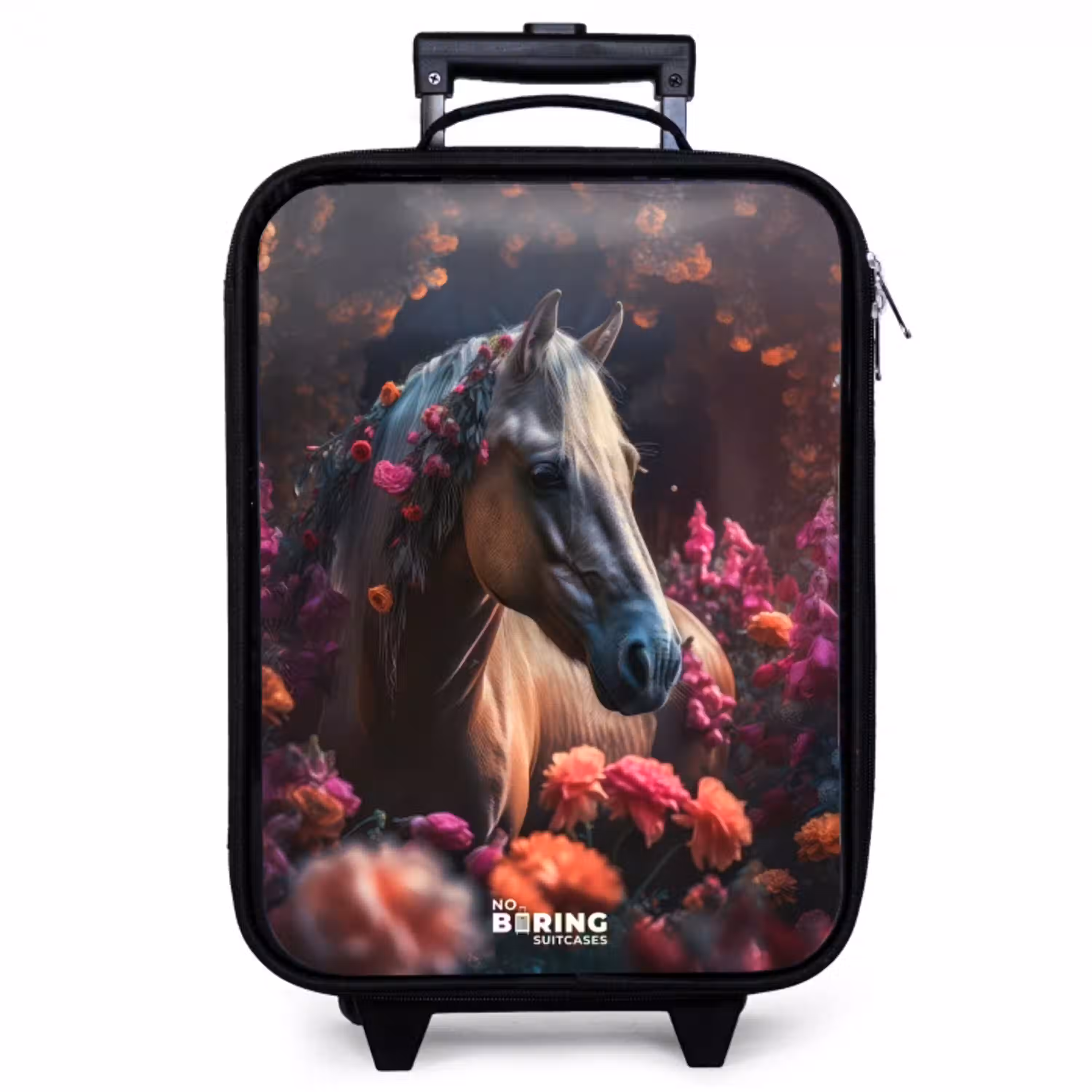 Goudbruin paard tussen de bloemen Kinderkoffer - Zwart klein -zzz_website3d