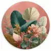 Tropische bladeren - Bloemen - Roze - groen Wandcirkel kunststof plaat 5mm dik klein -3d