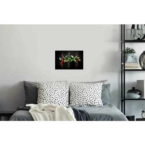 Chilipepers - Basilicum - Blaadjes - Rood Muursticker klein -slaapkamer