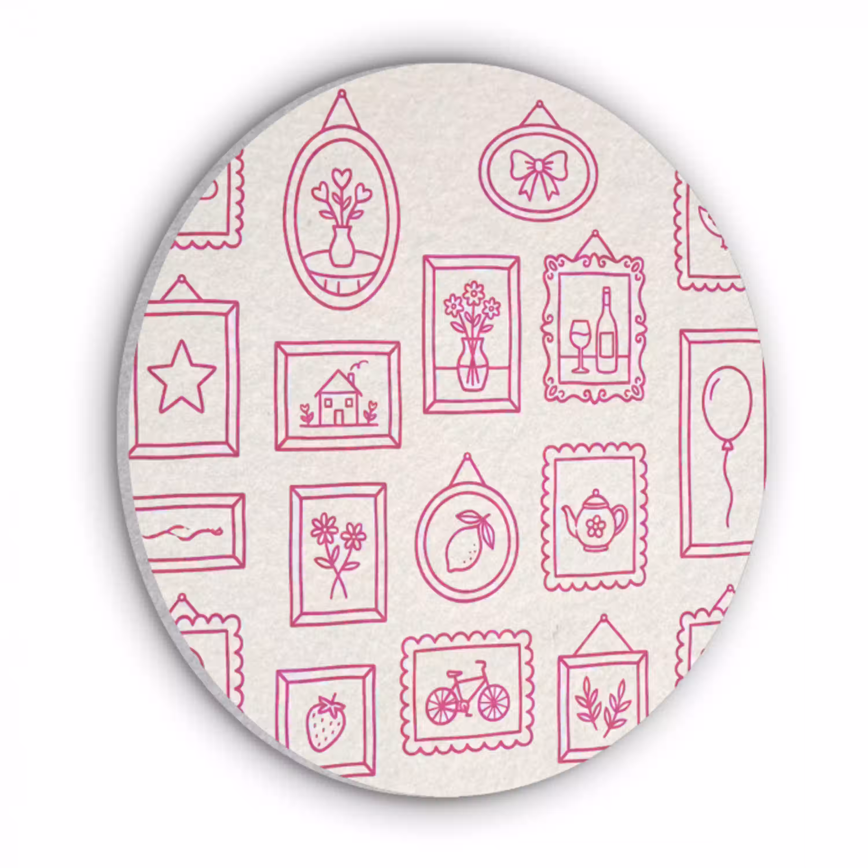 Illustratie - Collectie - Kunst - Minimalistisch - Roze Akoestische PET Vilt - Rond klein -3d