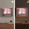 Eiffeltoren - Parijs - Roze Light Box met batterij (Wandlamp) middel -sfeer3