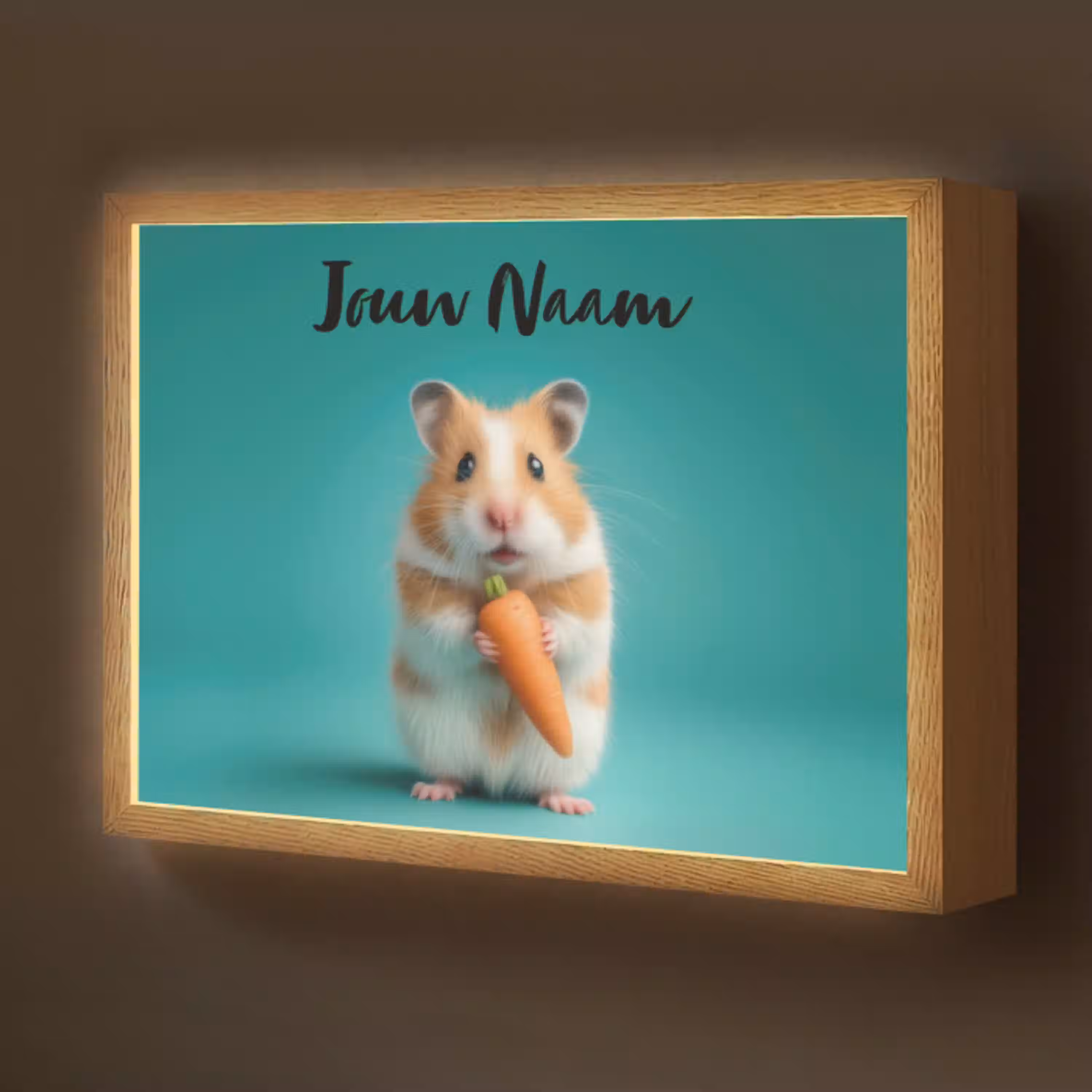 Hamster - Wortel - Blauw Light Box met batterij (Wandlamp kind) middel -z3d_website
