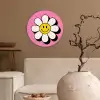 Smiley - Bloem - Roze Wandcirkel kunststof plaat 5mm dik klein -sfeer1