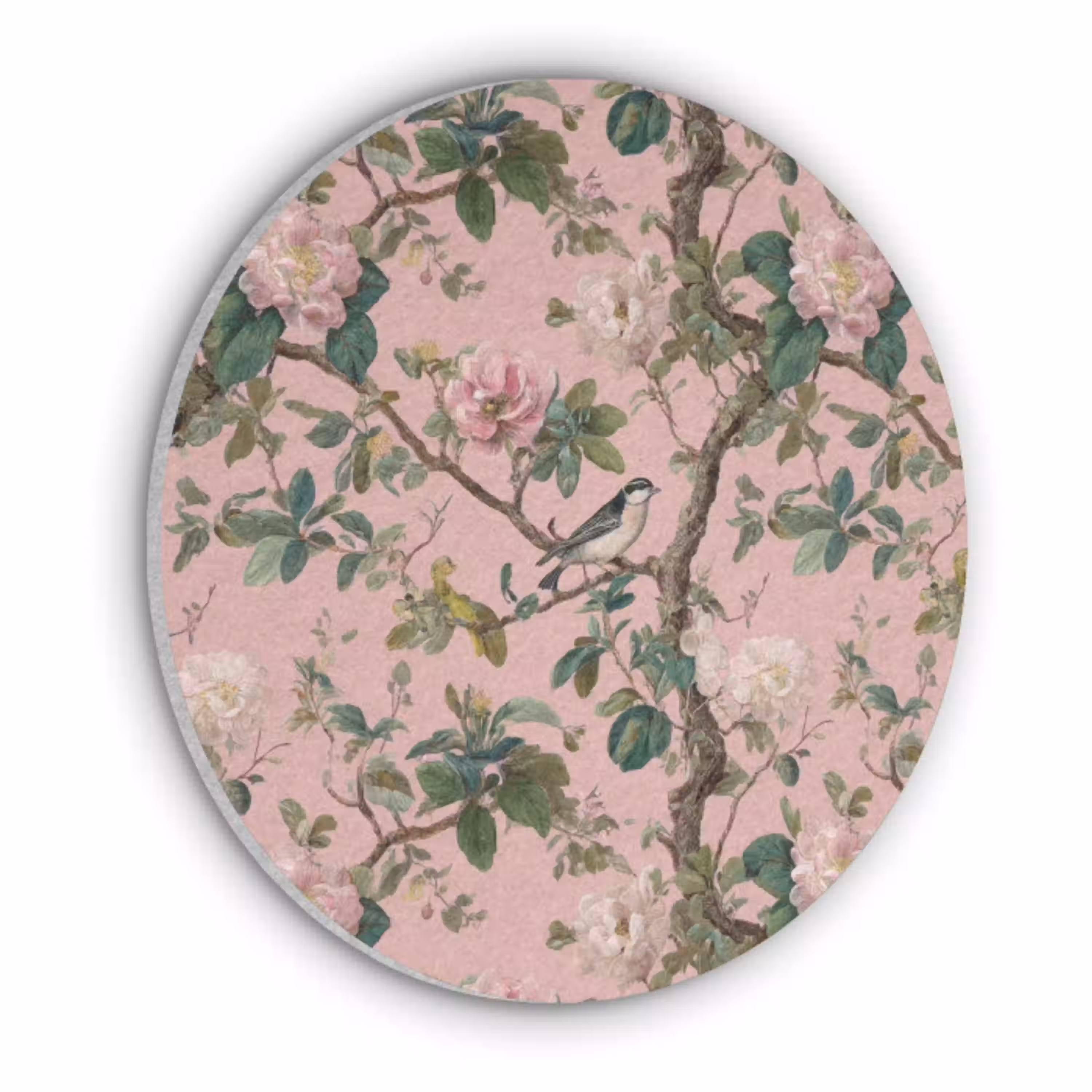 Pioenrozen - Botanisch - Vogel Akoestische PET Vilt - Rond klein 838 -3d